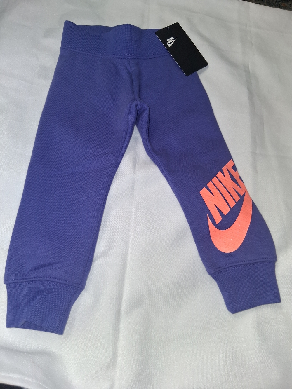 Nike Kids Purple Logo Joggers with Pink Swoosh